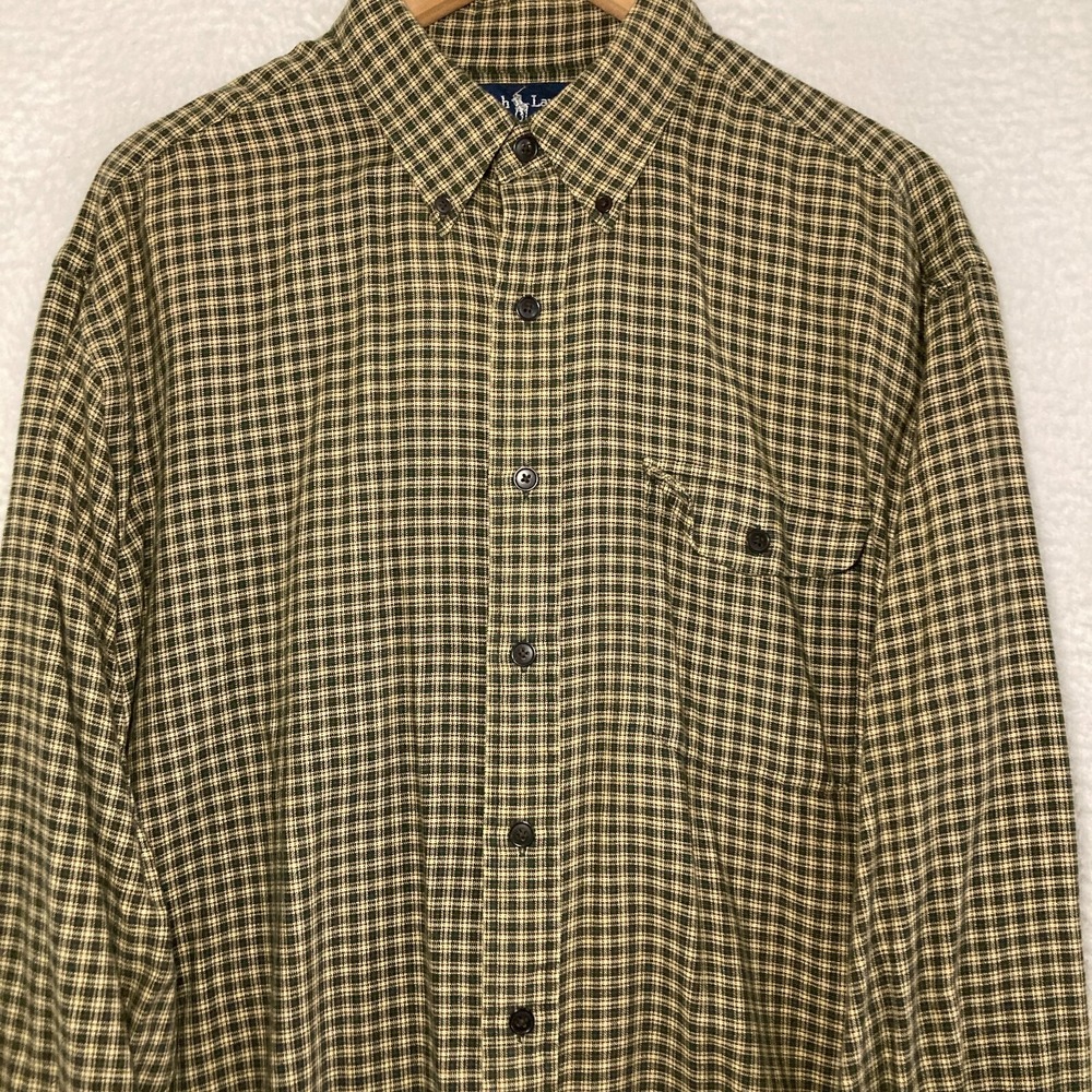 Ralph Lauren Creek Wool Blend Shirt Mens XL Check Button Down Preppy Gorpcore